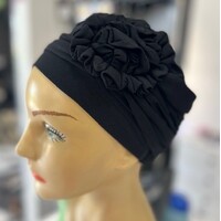 Black Bloom Bamboo Turban Headwear