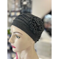 Charcoal Bloom Bamboo Turban Headwear