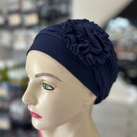 Navy Bloom Bamboo Turban Headwear