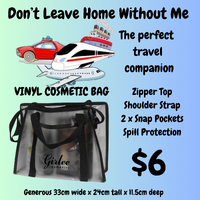Vinyl Makeup Cosmetic Case with Zip and Shoulder Strap