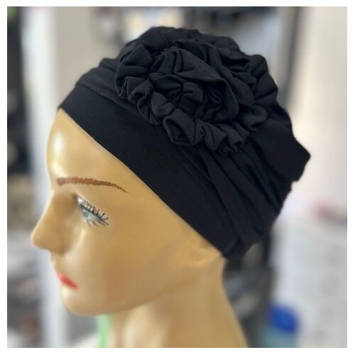 Black Bloom Bamboo Turban Headwear