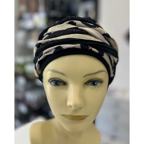 Boho Black and Cream Leo  mix Designer Headband